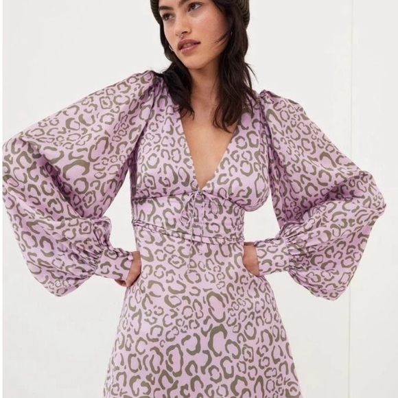 For Love And Lemons Dresses & Skirts - NWT For Love & Lemons Dress Leopard Print Dress in Purple & Gray small